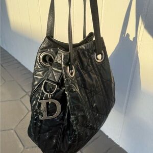 Dior Black cannage patent Leather Bag